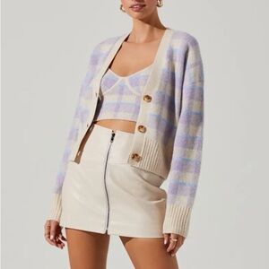 ASTR The Label *sweater only* Blue/Purple/Beige Plaid Sweater Sz XL